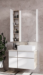 Акватон Мебель для ванной Мишель 80 с гранитной столешницей дуб эндгрейн/белый – фотография-2